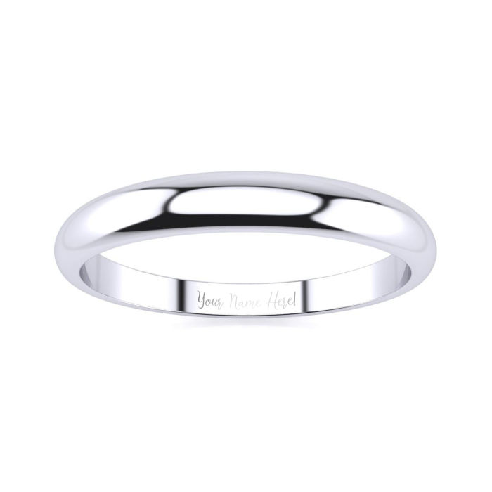 Platinum 3MM Heavy Tapered Ladies and Mens Wedding Band, Size 8